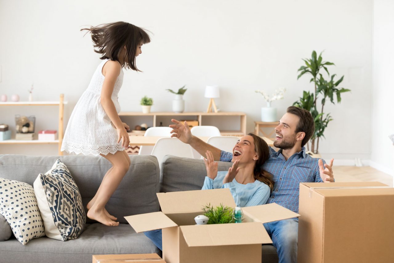 Cute,Little,Kid,Girl,Jumping,On,Sofa,Excited,On,Moving