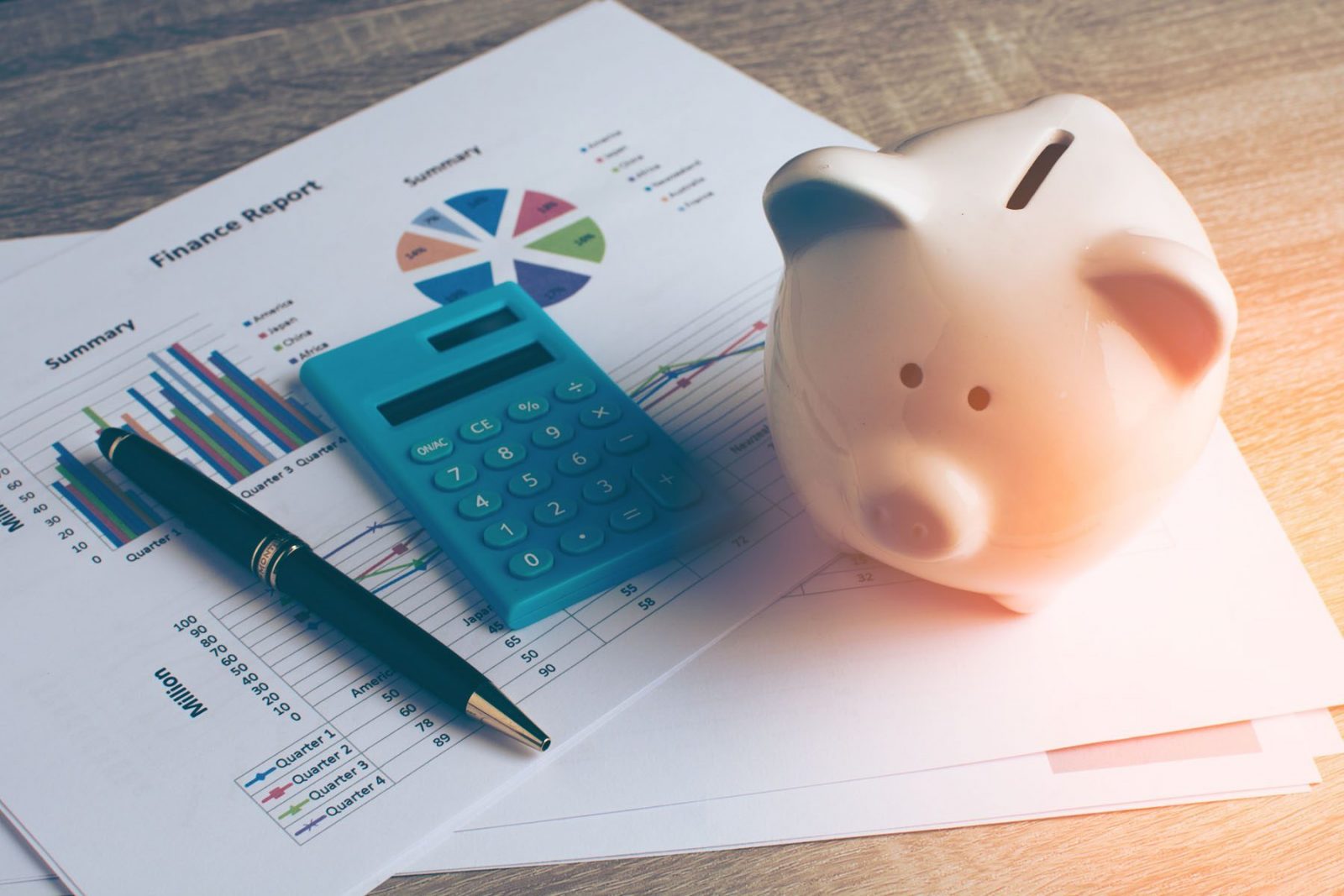 Piggy,Bank,With,Business,Stuff,,Business,And,Finance,Concept,,Vintage